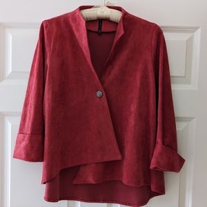 IC by Connie K jacket Blazer red faux suede bling button size small lage…